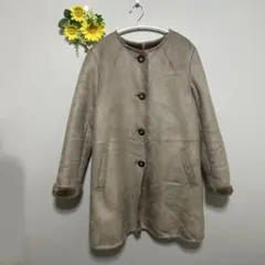 Ray BEAMS ムートンコート　長袖　丸首　あったかい　ベージュ　1