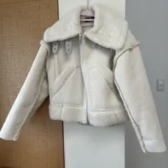 未使用　EMODA ショートフェイクムートンブルゾン（アイボリー）コードゥロイ