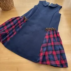 130 ❤︎紺✖️赤❤︎チェック フレアワンピース