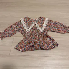 Cottoli 花柄レース付き長袖シャツ 80