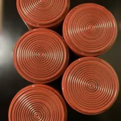 三重重箱　赤い漆器の円形容器　5個セット