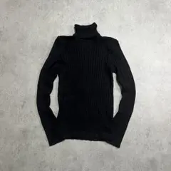 リブニット タートルネック ブラック シンプル インナー 古着 モード