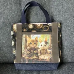 ハンドメイド ☆ トートバッグ　時計猫