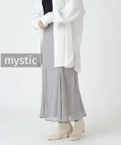 k0431 mystic シアードットフレアスカート グレー
