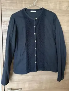 サニークラウズ　ネイビー 長袖 シャツ レース