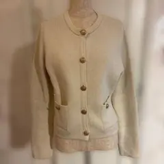 Zara アイボリー ノーカラージャケット ニット