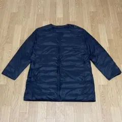 無印良品 ノーカラー ダウンジャケット ネイビー ポケッタブル L