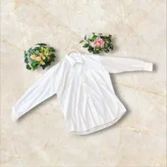 メンズ　長袖シャツ　フリーサイズ　ホワイト　光沢　ポケット有り