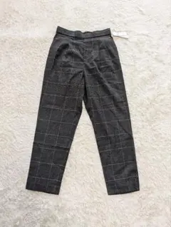 【新品タグ付き】グローバルワーク テーパードパンツ L チェック柄 グレー