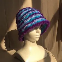 バケットハット バケハ ハンドメイド ニット帽 グランジ 韓国ファッション 青