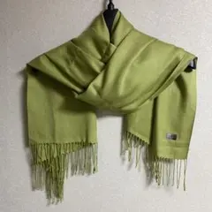 ライムグリーン ストール フリンジ付き