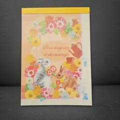 ウサギと花のイラスト メモ用紙