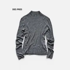 デプレ ソフトウールスキンハイネックプルオーバー グレー 薄手ニット シースルー