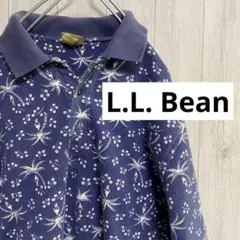 L.L.Bean 総柄 デザイン ポロシャツ ヤシ柄 M
