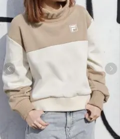 お値下げ！【超美品】FILA あったかタートルスウェット ベージュ L 裏起毛