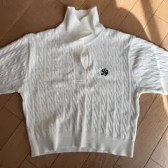 INGNI ケーブ半袖 ポロニット オフホワイト