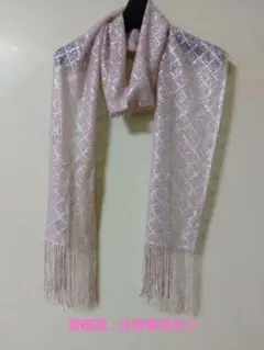 ピンク　シルバーラメ　ストール　レース