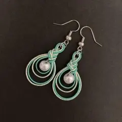 水引ピアス 翡翠 みょうが結び ハンドメイドアクセサリー