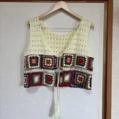 niko and… ニコアンド 前後2WAYクロシェ編み カラーベスト