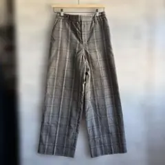 ロペピクニック グレー系チェック柄 ワイドパンツ40 ゆったり