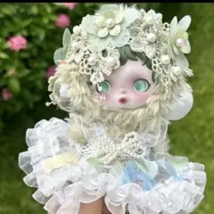 スカルパンダ グリーン　着せ替え　緑　セット　　POPMART ぬい服　フリル