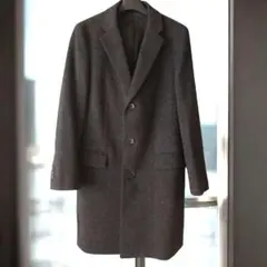 ユニクロ ウールカシミヤチェスターコート グレンチェック グレー/S