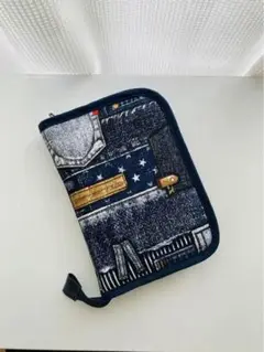 ブックカバー文庫本用　ファスナータイプ　デニム柄