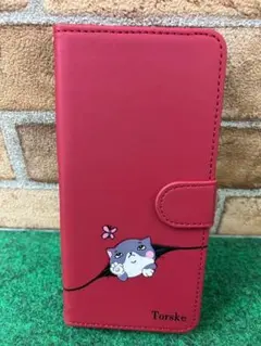 Redmi Note 12 Pro ケース手帳財布型　横置き（犬、紅赤）