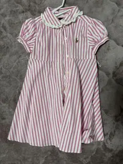 ラルフローレン　ピンクストライプ襟付きワンピース