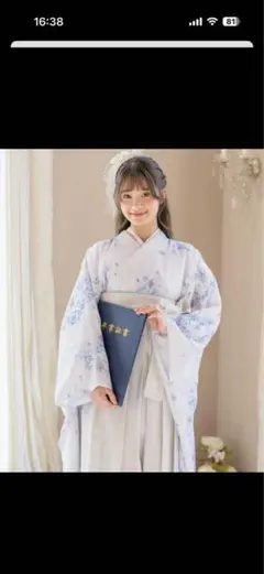 おぼろ菊花柄ベージュ着物袴4点セット 小学生 160 卒業式 おまけ付き 