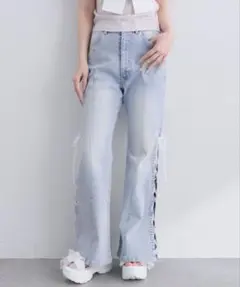OLIVE des OLIVEサイドレースアップ ストレッチフレアパンツのサムネイル