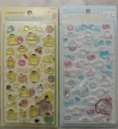 2枚セット　ポムポムプリン　シナモロール　ボンドロ　風シール　ぷっくりシール