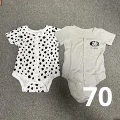 ダルメシアンの半袖ロンパース ベビー肌着2枚セット サイズ70