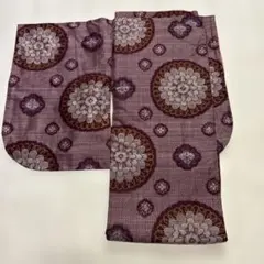 d574 小紋 着物 紫色と茶色の花柄