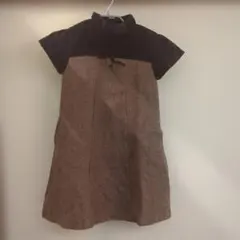 ☆子供服　キッズ　半袖　ワンピース　チュニック　コーデュロイ　ブラウン
