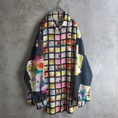 ヴィンテージ アート柄 総柄シャツ ゆるだぼ 레트로