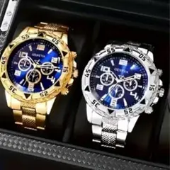 【新品】ゴールド シルバー メンズ腕時計 2本セット【稼動品】