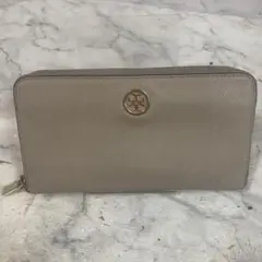 ［ジャンク品］Tory Burch サフィアーノレザー 長財布 ベージュ