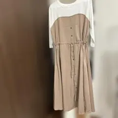 着用1回のみ美品⭐︎ミルクティ　マタニティワンピース 七部袖　ロング丈