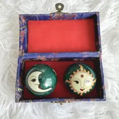 中国工芸品✨中国健身球　太陽、月　縁起物　音玉
