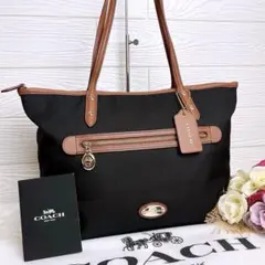 極美品☆COACHコーチ トートバッグ ブラック シキャンバス 大容量 軽量
