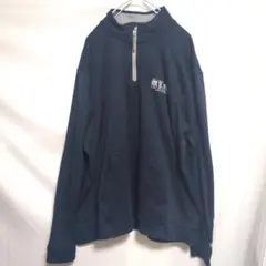 チャンピオン ロゴ スウェット ハーフジップ 長袖 2XL 紺 レトロ 大きめ