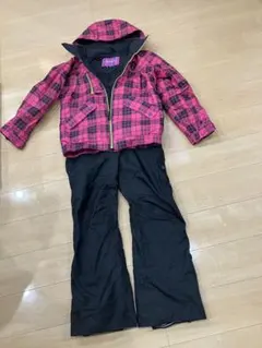 kiss mark Lサイズ スキーウェア ピンクと黒 チェック柄