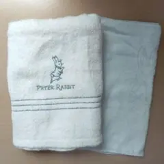 ピーターラビット 刺繍入りバスタオル、 防炎加工フェイスタオル 2枚セットのサムネイル