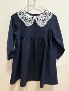 【新品タグ付き】ゴールデンベア ネイビー ワンピース 100cm レース付き襟