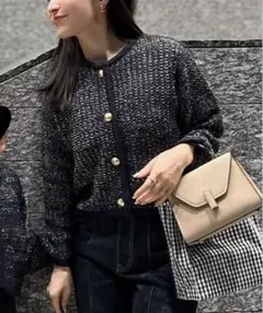 KOBE LETTUCE ノーカラーラメニットジャケット