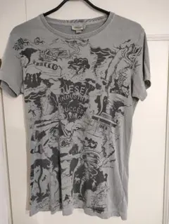 美品✦DIESELディーゼル 個性派プリントTシャツ　S　グレー