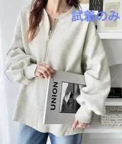 ハーフジップ裏起毛スウェット　Mサイズ　オートミール　ジーラ　新品タグ付