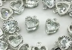 キラキラハートチャーム♡10個セット♡シルバー＆ゴールド