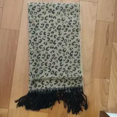 ヒョウ柄　ストール フリンジ付き